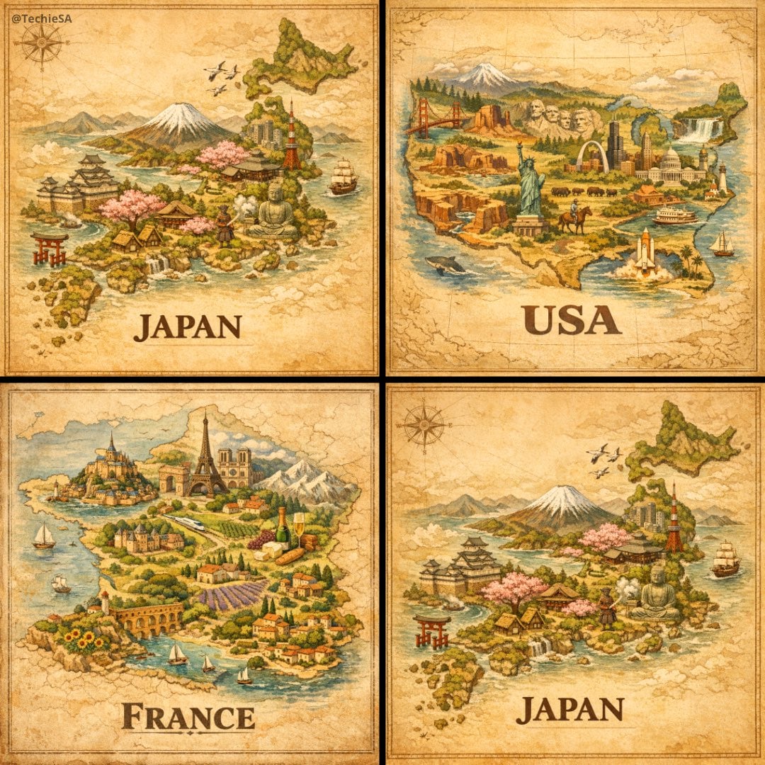 A hand-painted isometric bird’s-eye view illustration of [COUNTRY] in…