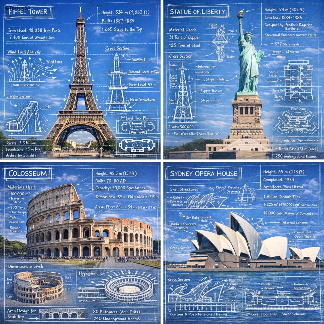 Create an infographic image of [LANDMARK], combining a real photograp…