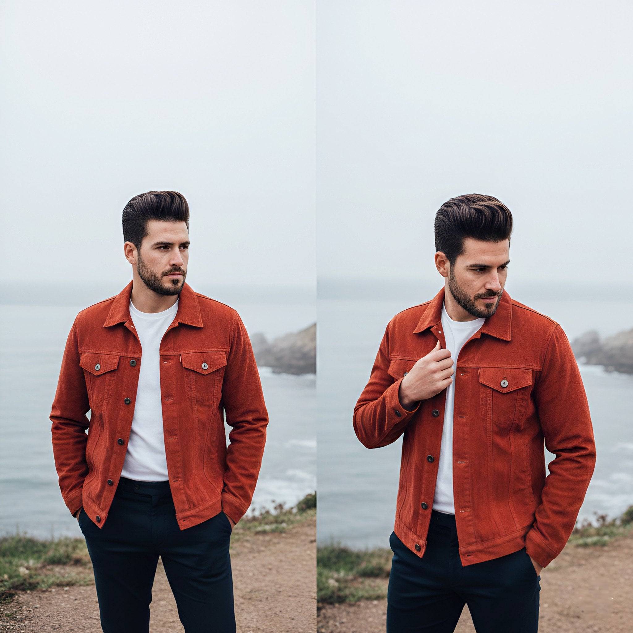image description A high- side-by-side comparison of a handsome man p…
