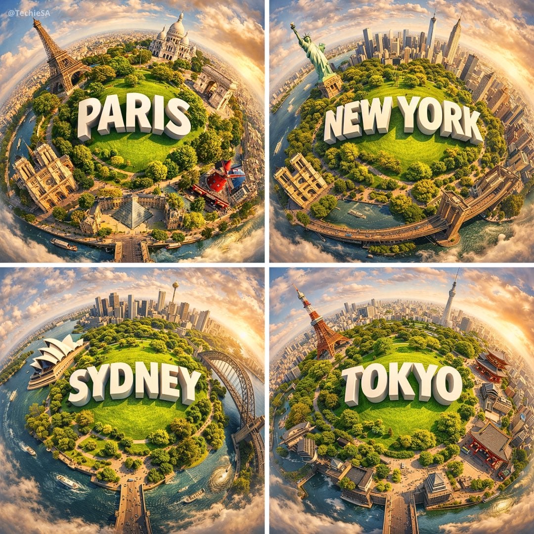Create a hyperrealistic miniature planet showcasing [CITY] with famou…