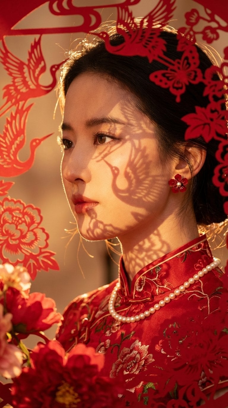 1. 宏观风格与媒介 - 核心媒介: 高清商业人像摄影 (High-end Commercial Photography) - 美学流派: 新中式美学 (New Chinese Style), 节日时尚大片 2. 主体…