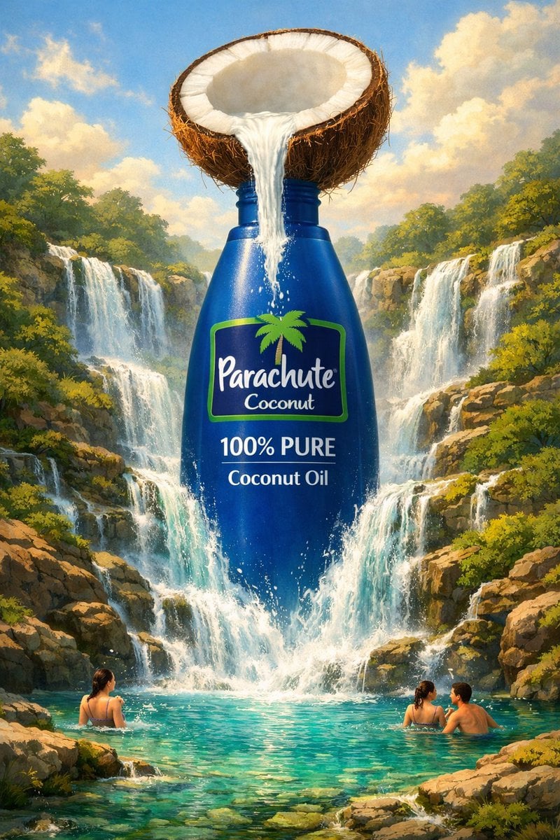 Surreal premium commercial illustration for [BRAND NAME] [OIL TYPE],…