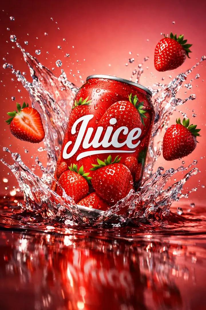 Ultra-realistic cinematic beverage product photography of a vibrant r…