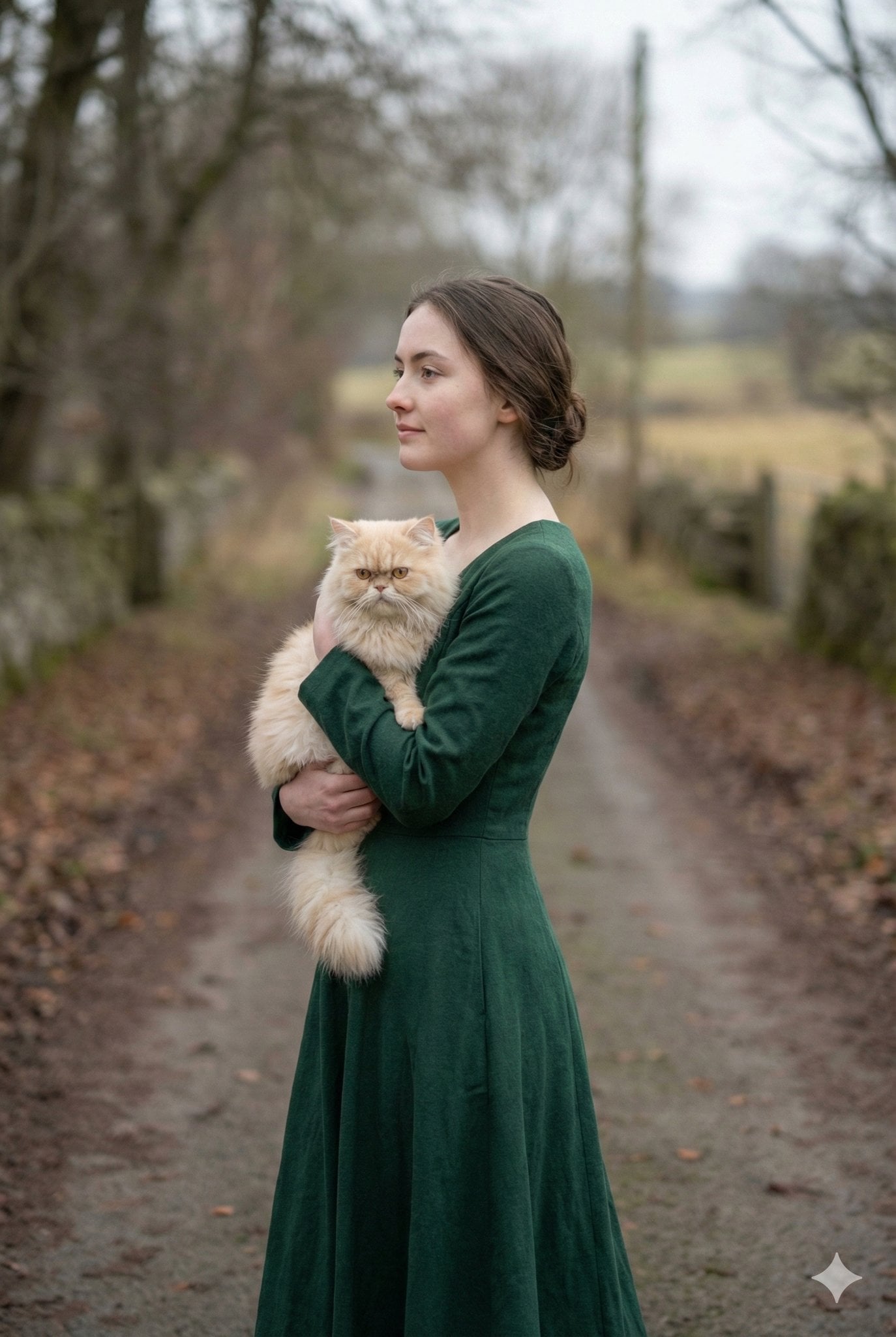 portrait of a young woman in her early 20s walking calmly on a beauti…