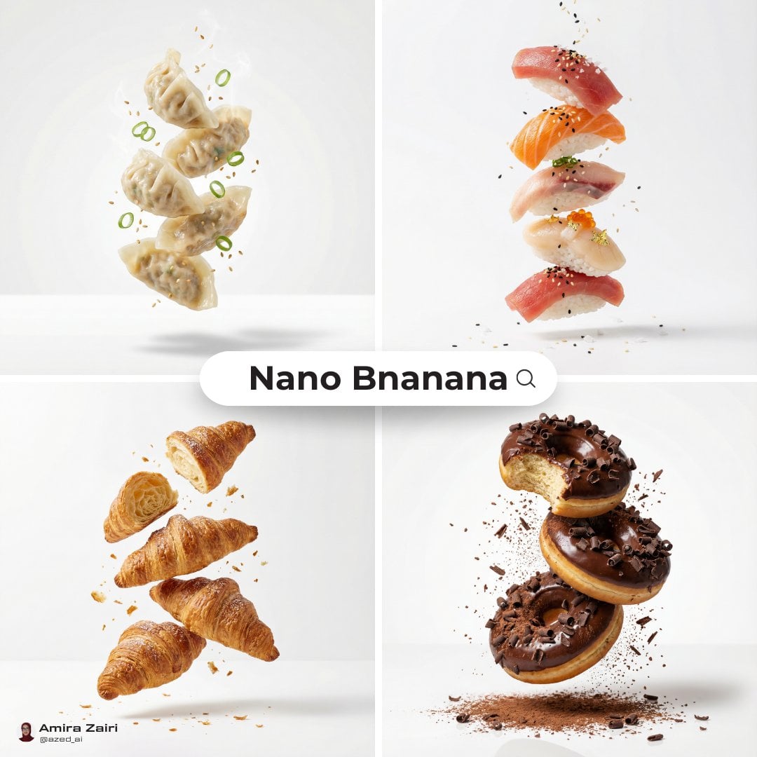premium food advertising white seamless high key studio floating stac…