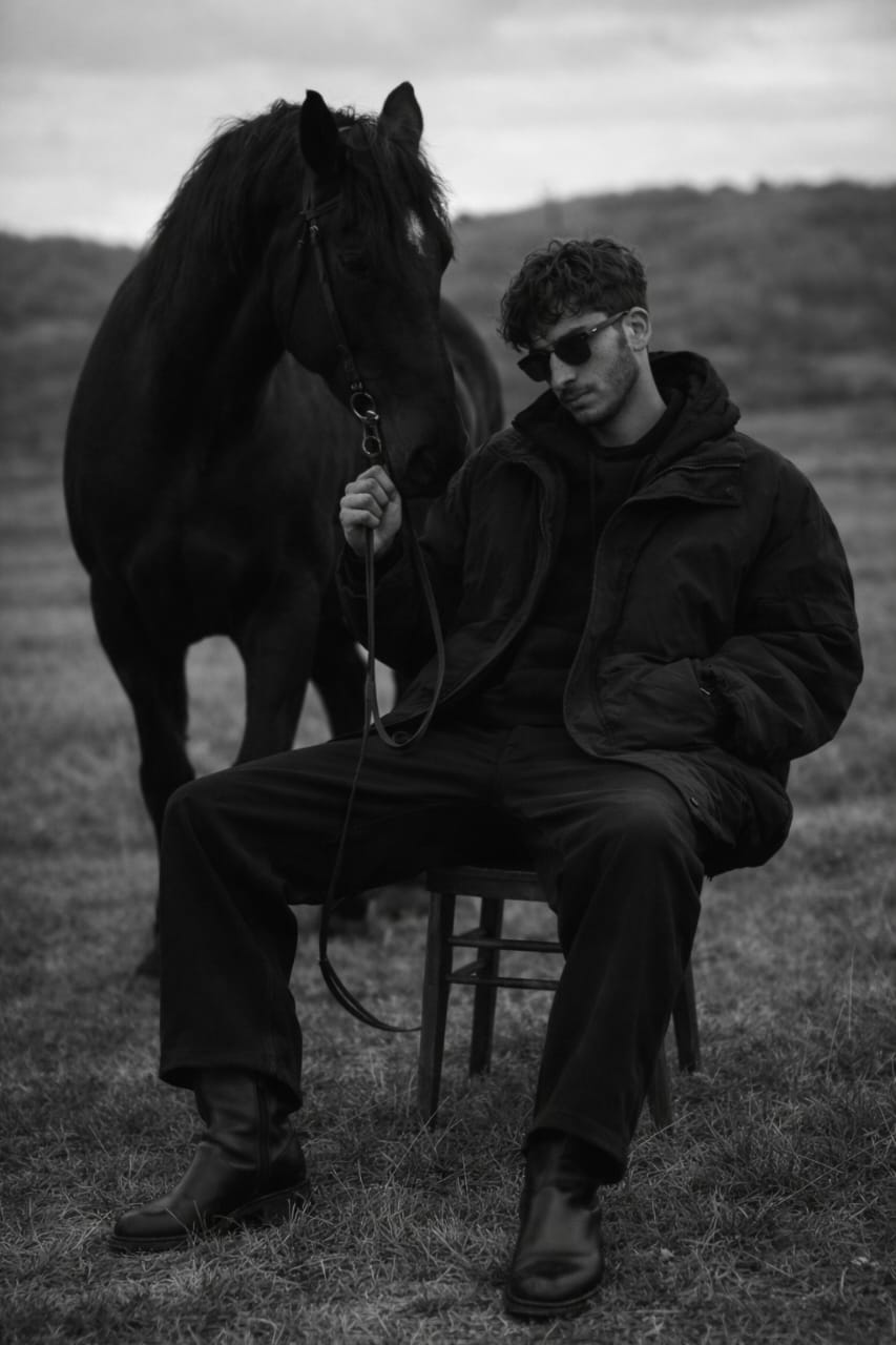 model Nano Banana Pro Open field landscape under an overcast sky minimal natural surroundings Young man pose…