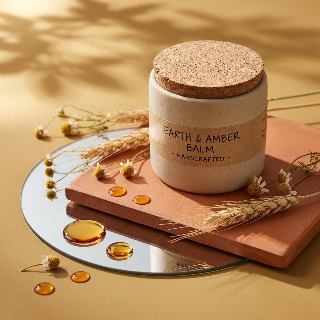 A high-end editorial studio photograph of a (PRODUCT FORM, e.g. bottl…