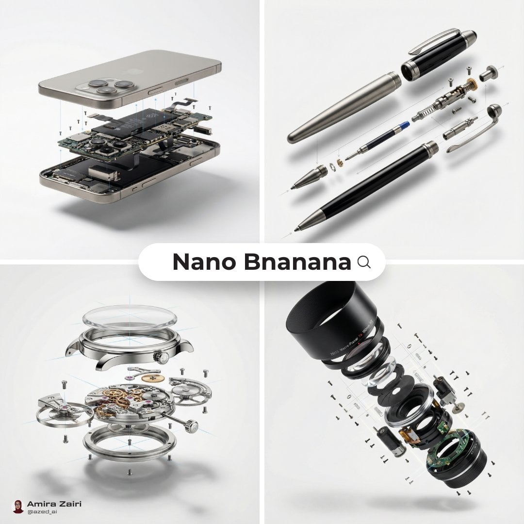 Create an exploded products with inner mechanics [product], high-end…