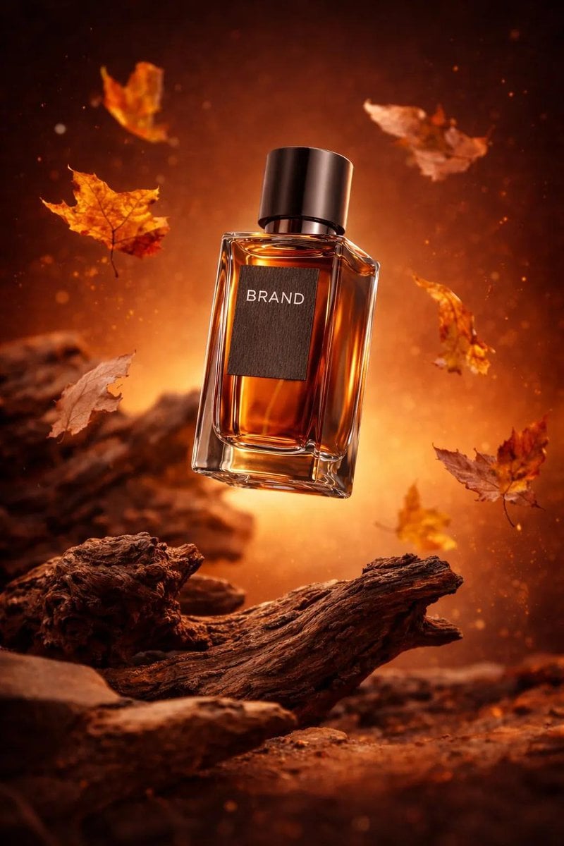Ultra-realistic luxury perfume product shot (9: 16, 4K). A clear rect…