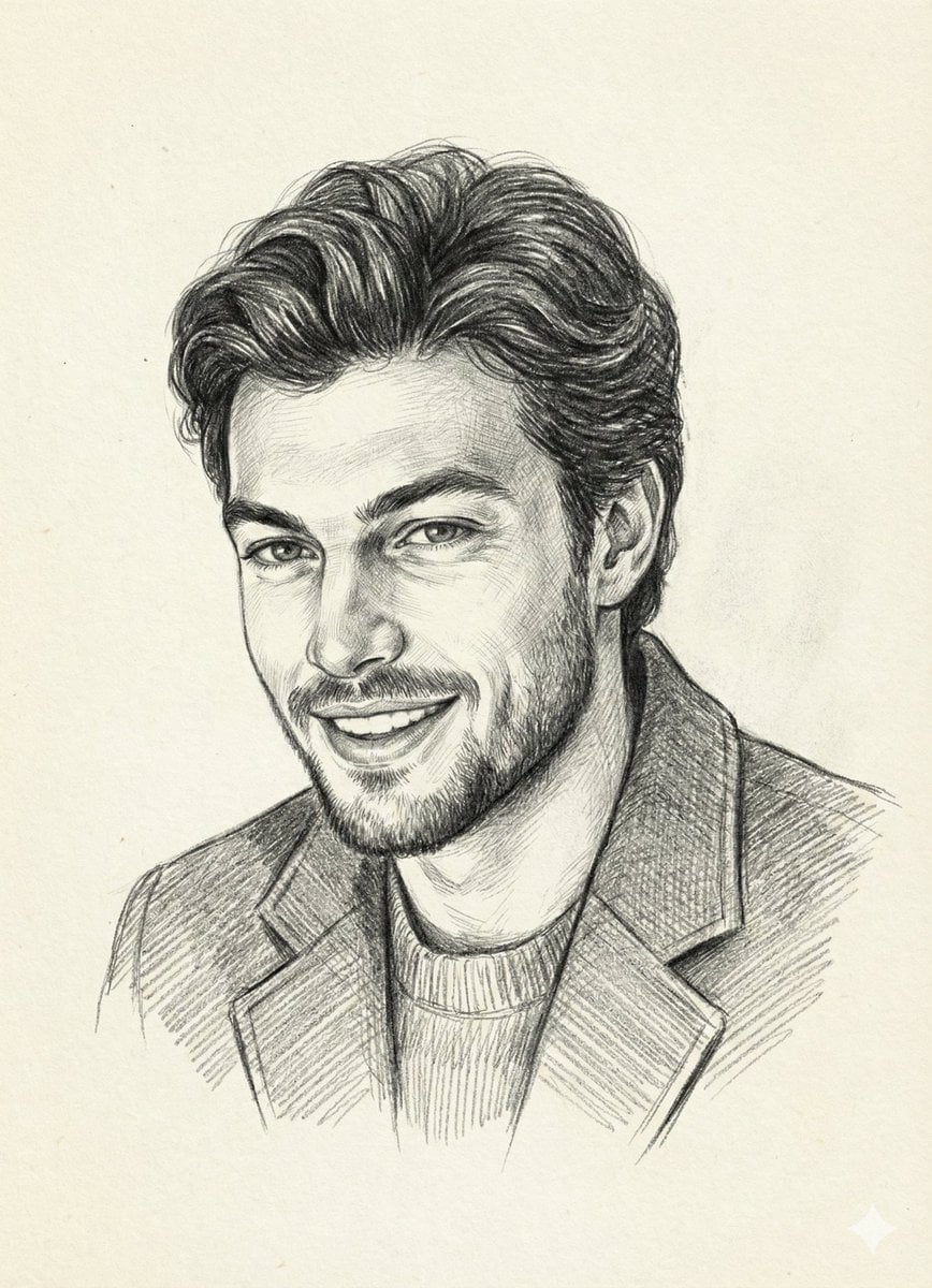 Create a highly detailed pencil sketch portrait on paper of the uploa…