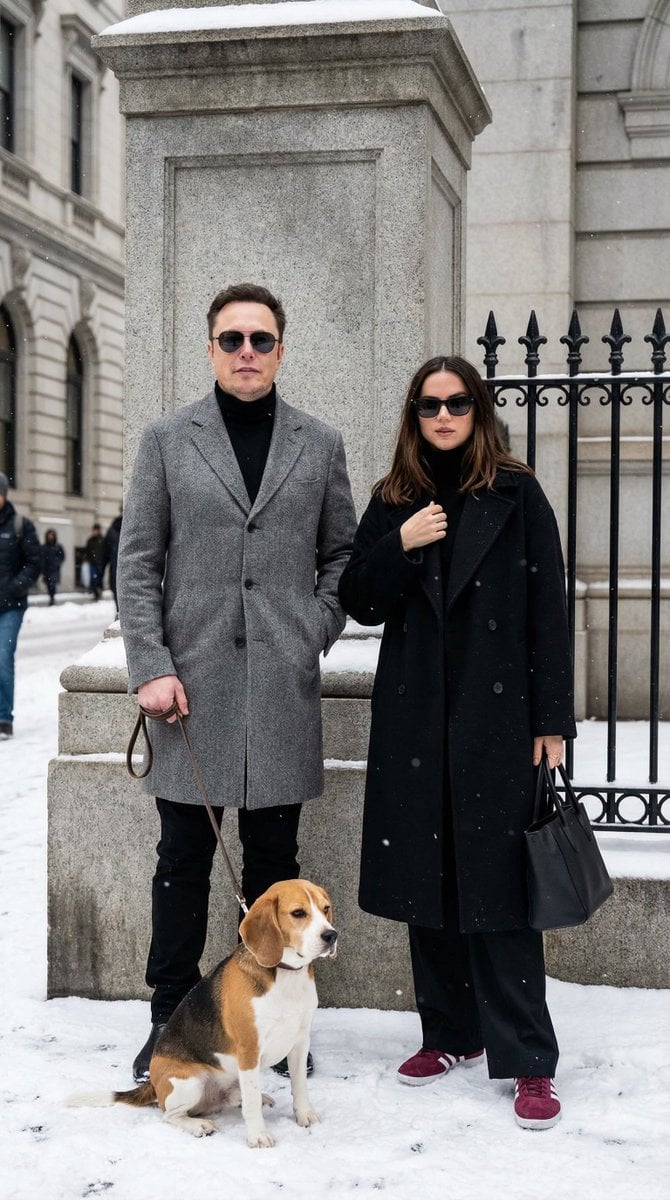 prompt title Sophisticated Urban Winter Couple Portrait environment U…