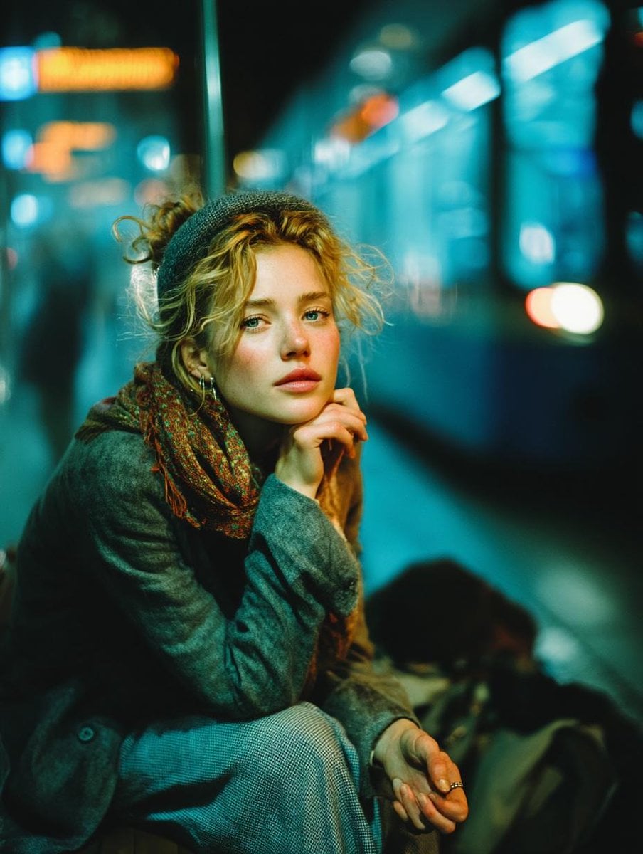Objective Create a moody cinematic portrait capturing quiet introspec…