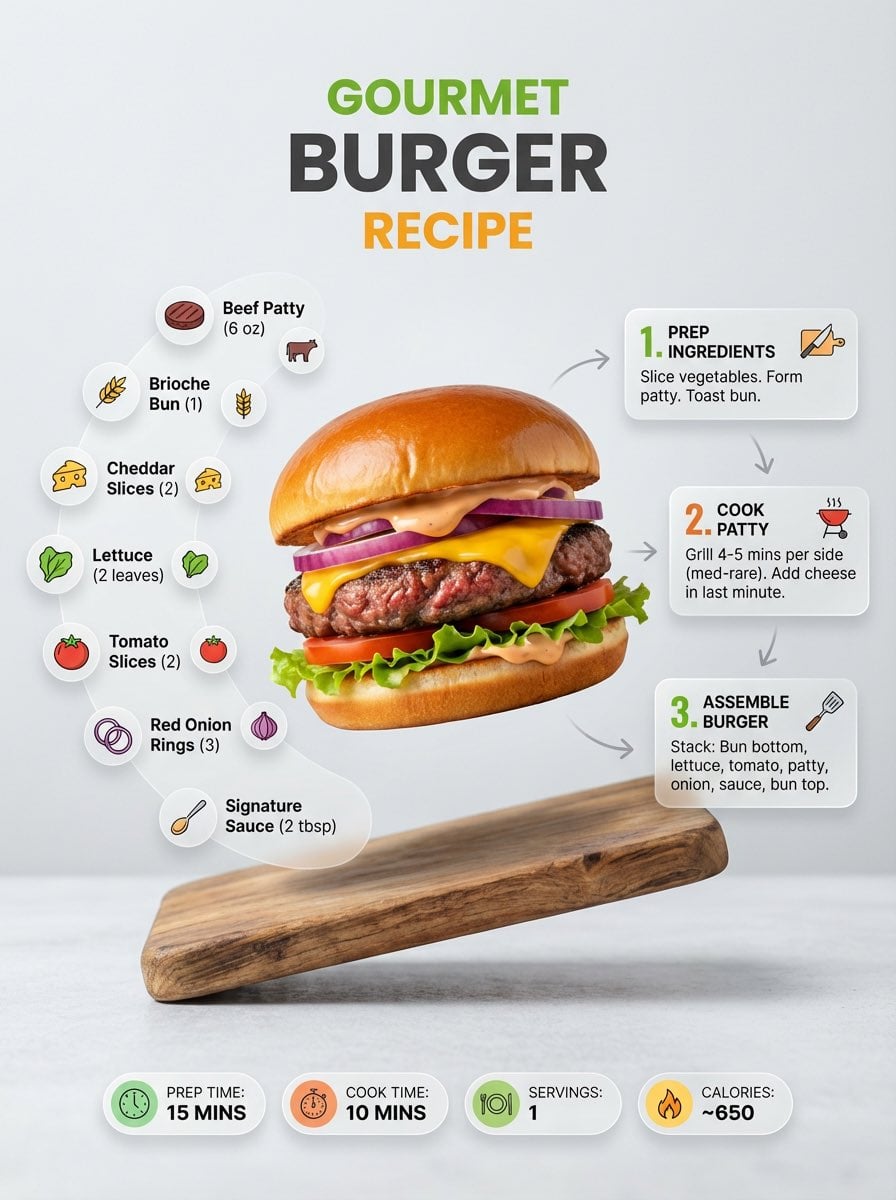 Ultra-clean modern recipe infographic. Showcase [FOOD] in a visually…
