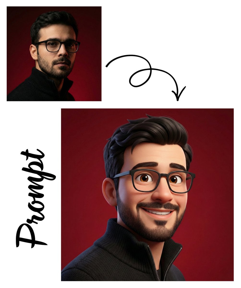 Create a high-quality 3D avatar of the person in the uploaded image w…