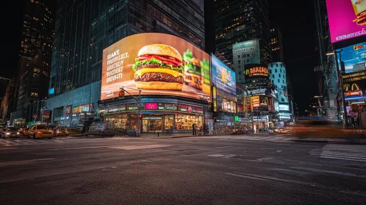 Ultra-realistic cinematic night cityscape inspired by Times Square, N…