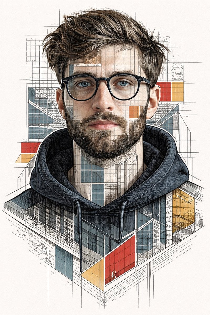 Ultra-detailed stylized portrait using my face as reference. Intellec…