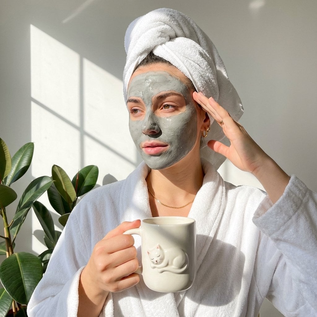image generation young woman enjoying a calm self-care moment express…
