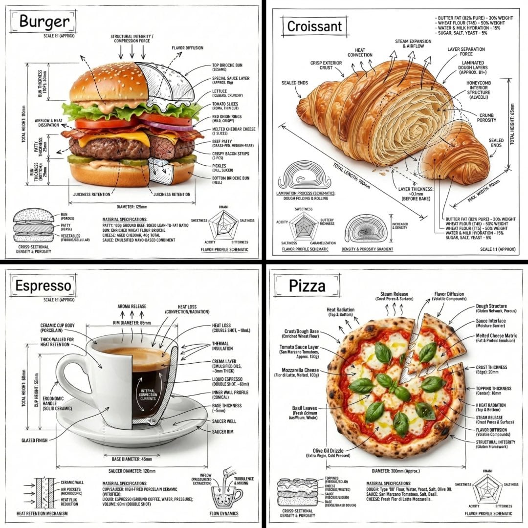 Create an infographic image of [FOOD], combining a realistic photogra…