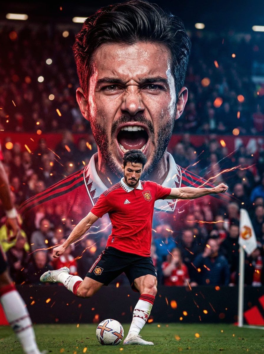 Ultra-realistic cinematic football poster in the style of elite Premier League key featuring me with intense…