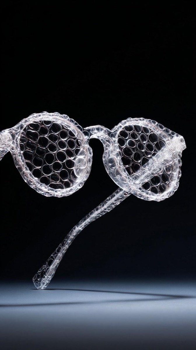 A studio shot of a transparent bubble wrap fashion elegant ITEM empty…
