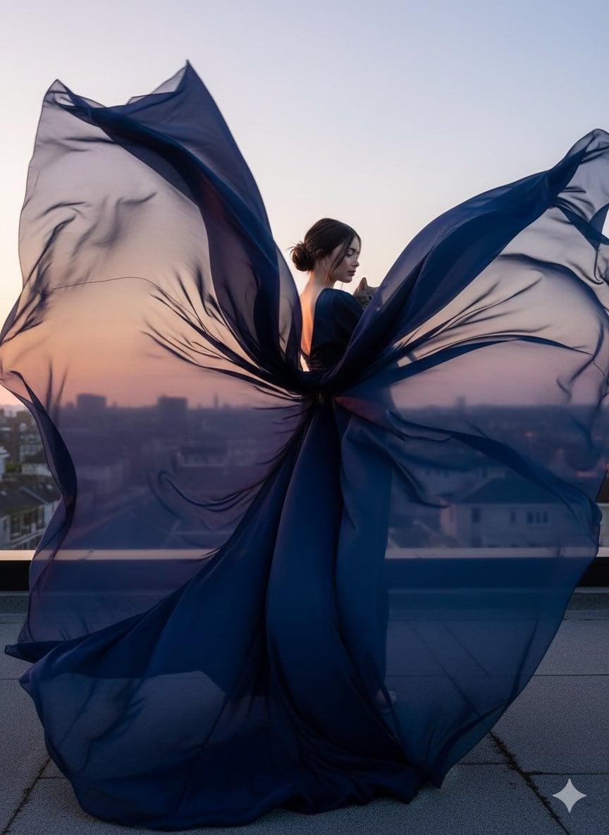 render goal High-fashion cinematic motion shot focus fabric movement…