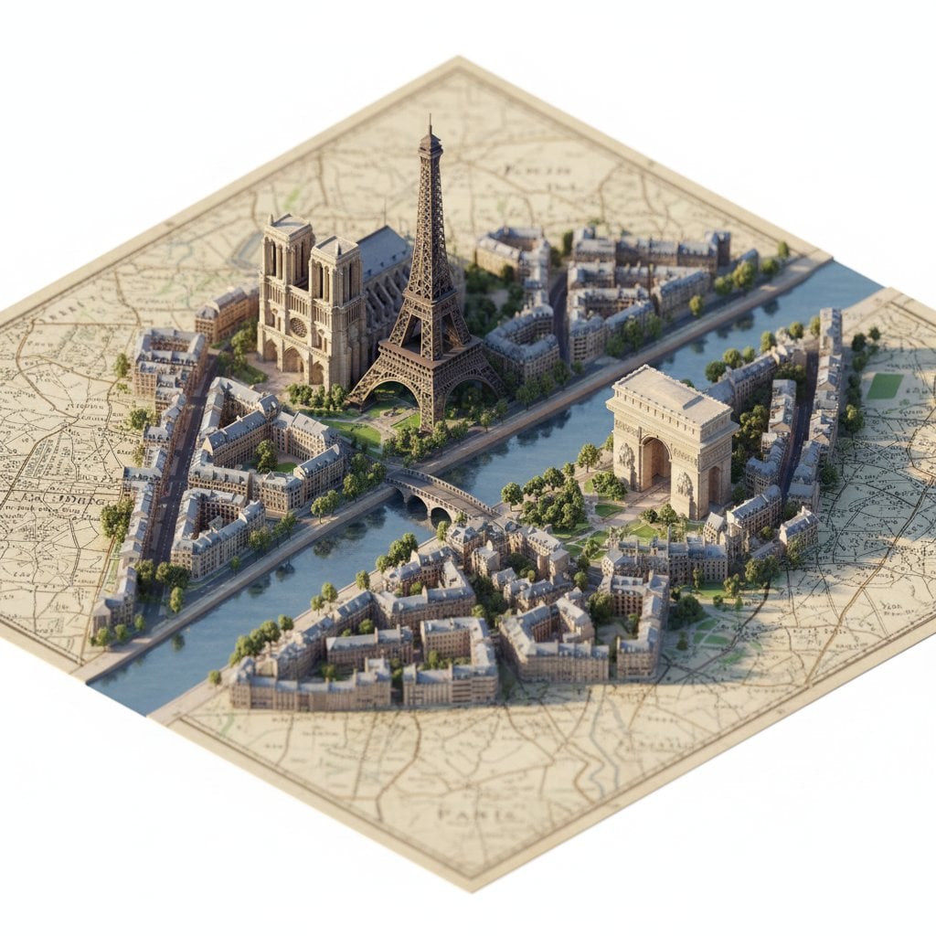 Create a highly detailed photorealistic miniature diorama isometric m…