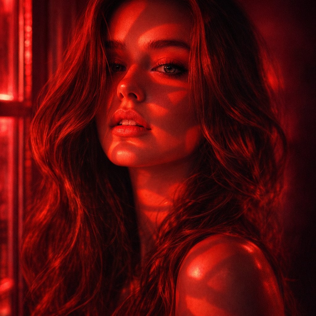 Hyper-realistic cinematic por-trait of a young woman, with soft skin…