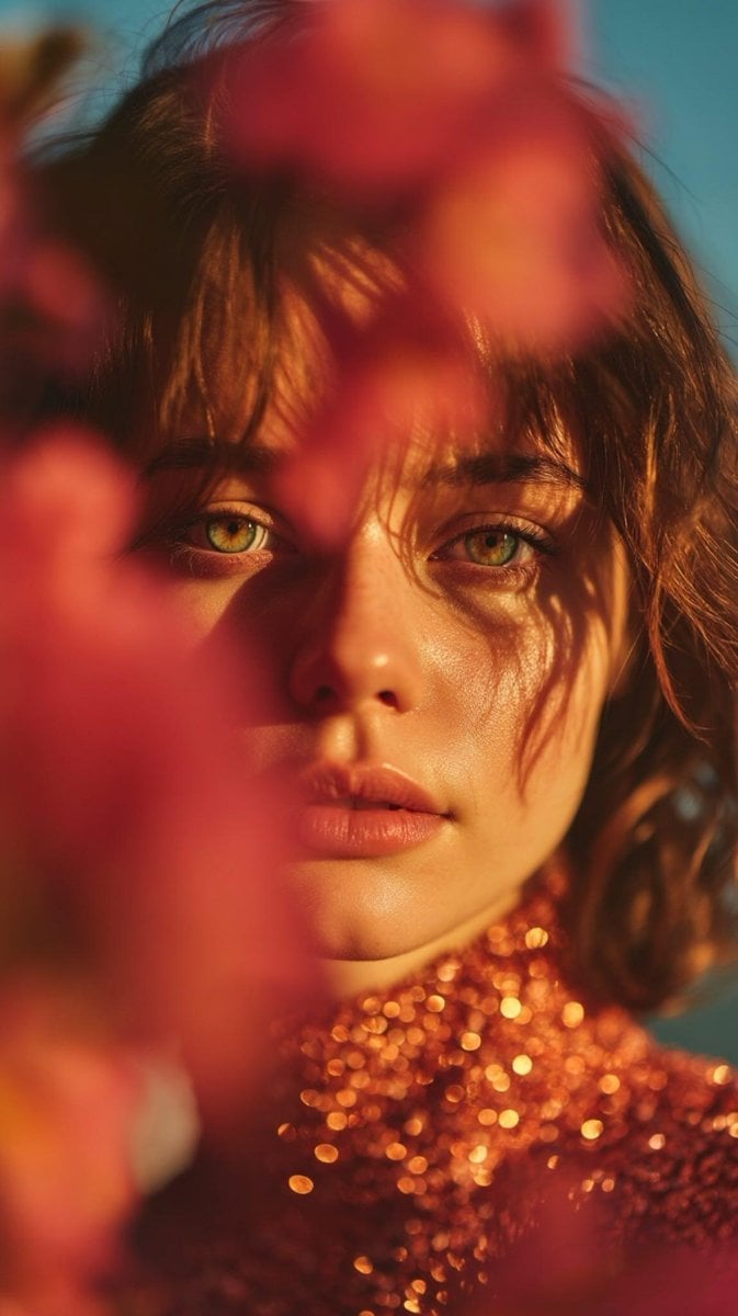 image prompt main description Poetic cinematic close-up portrait of a…