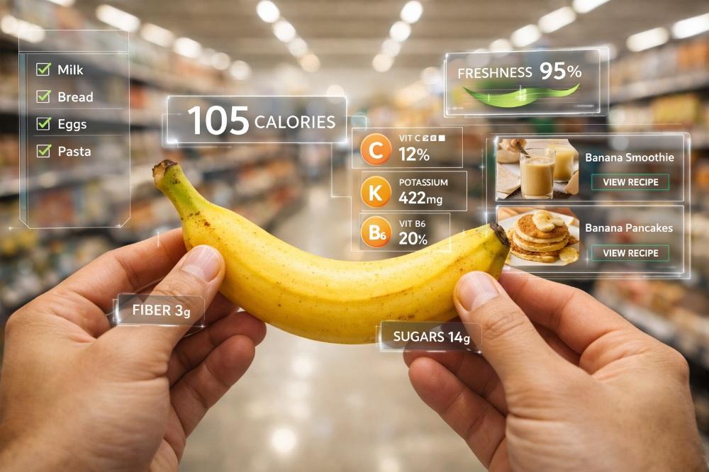 image prompt viewpoint Realistic first-person view (FPV) action Person holding fresh fruit in their hands sub…