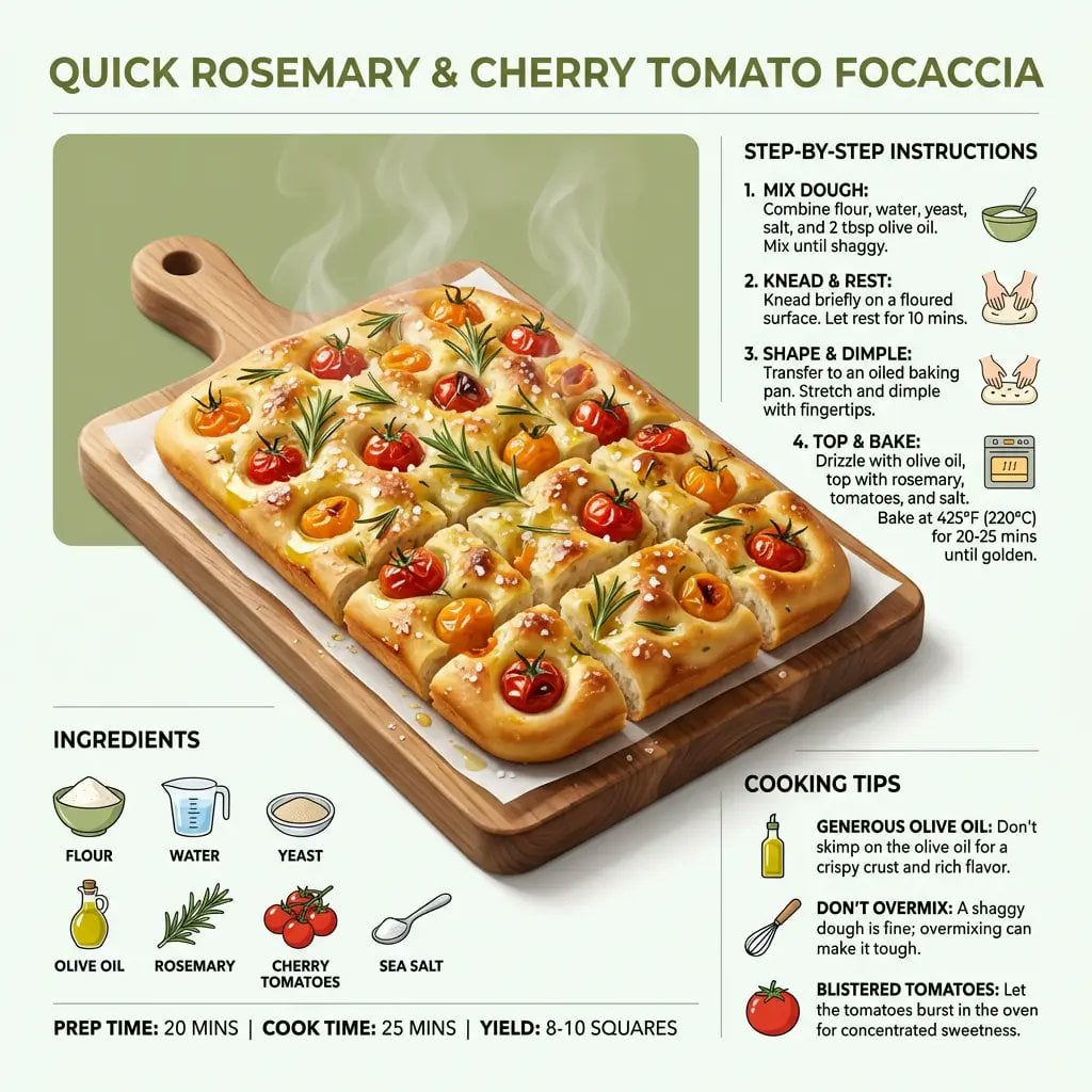 ultra clean modern dish quick rosemary and cherry tomato focaccia pre…
