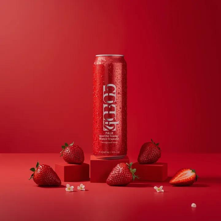 A premium studio product photograph of a tall, slim red aluminum spar…