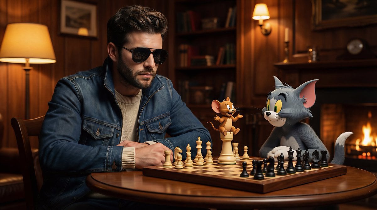 A cinematic, ultra-realistic scene of a stylish man wearing sunglasse…