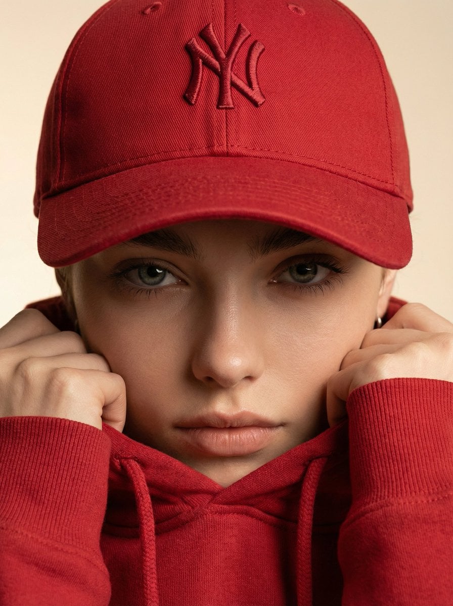Ultra-realistic fashion beauty crop of a female model wearing the ref…