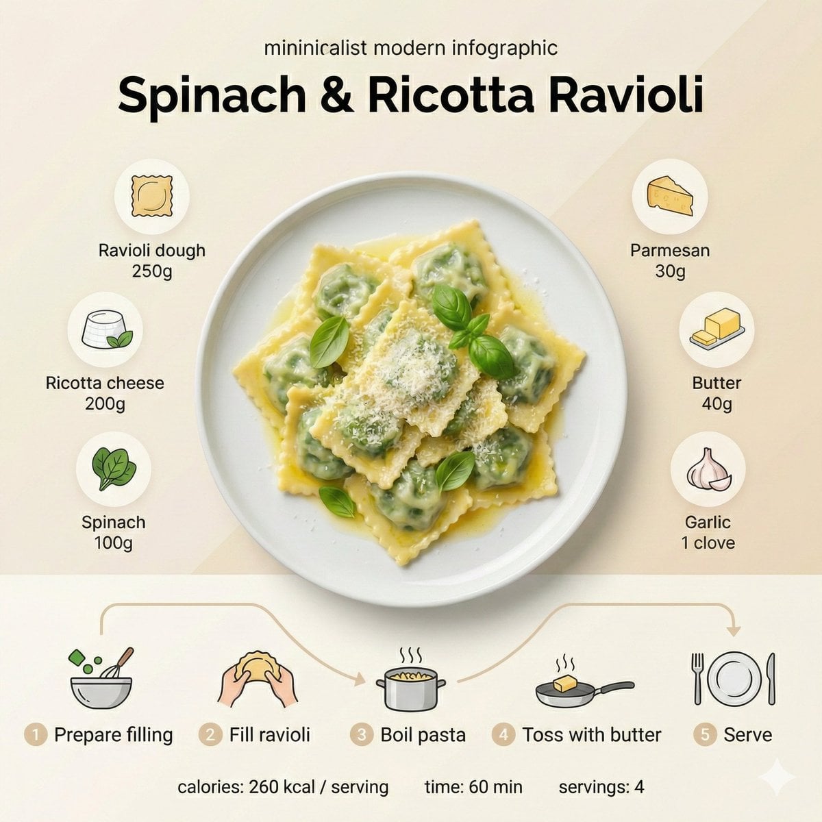 Minimalist modern recipe infographic visual aesthetic photography sty…