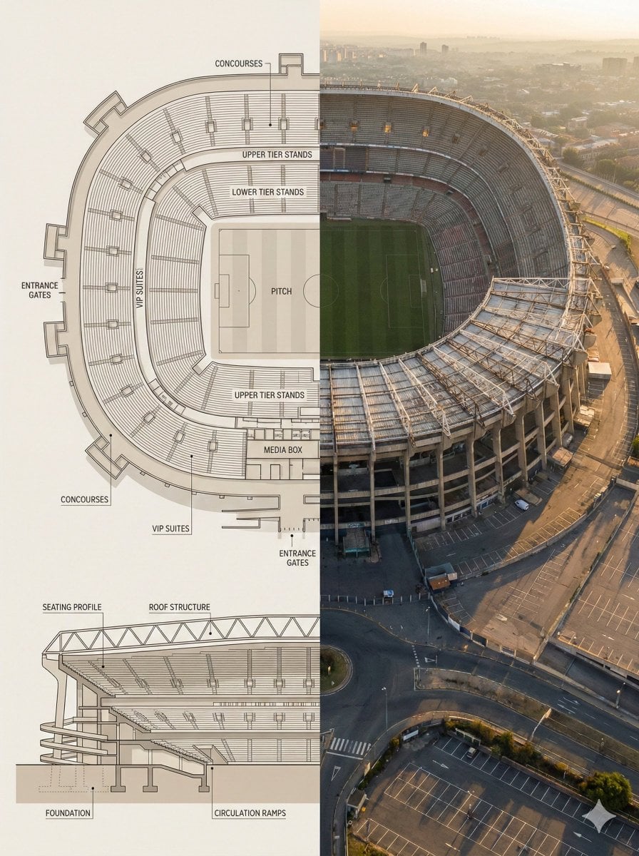Split composition image, left and right halves clearly divided in 16:…