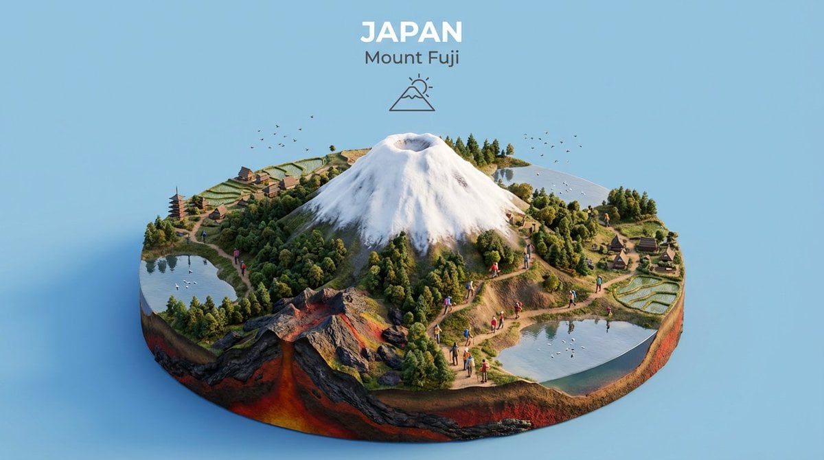 Create an isometric miniature 3D diorama highlighting the natural lan…