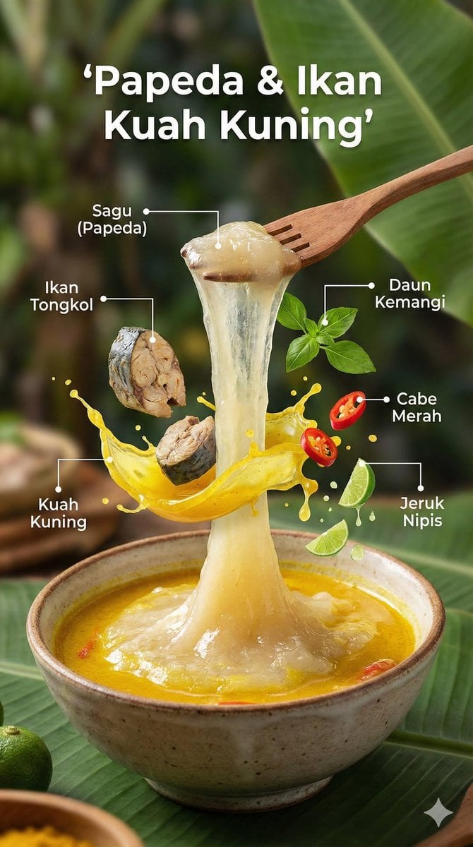Ultra-realistic cinematic food photography of a traditional Indonesian dish, presented as a floating ingredie…