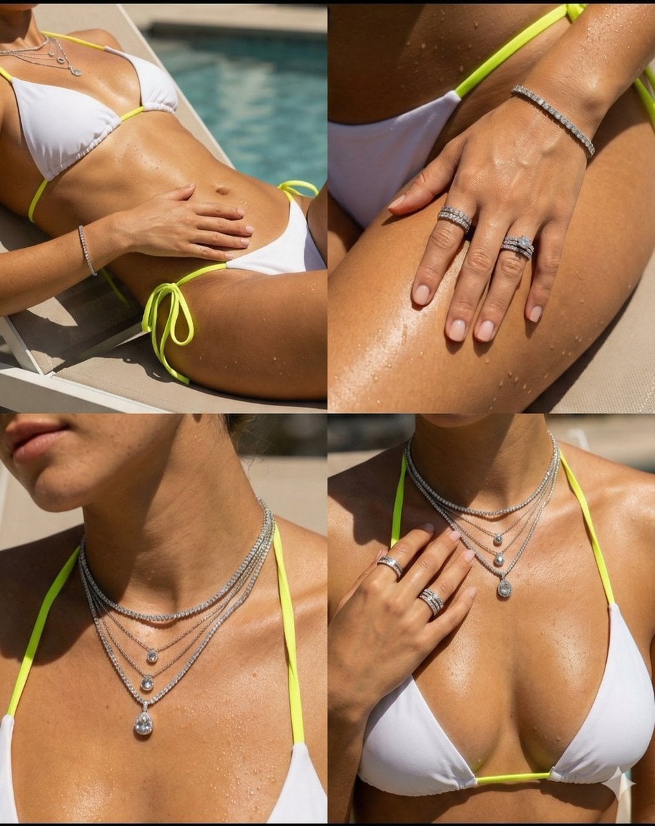 image type luxury jewelry lifestyle photoshoot layout 2x2 grid collage panels 4 4 5 vertical consistency cohe…
