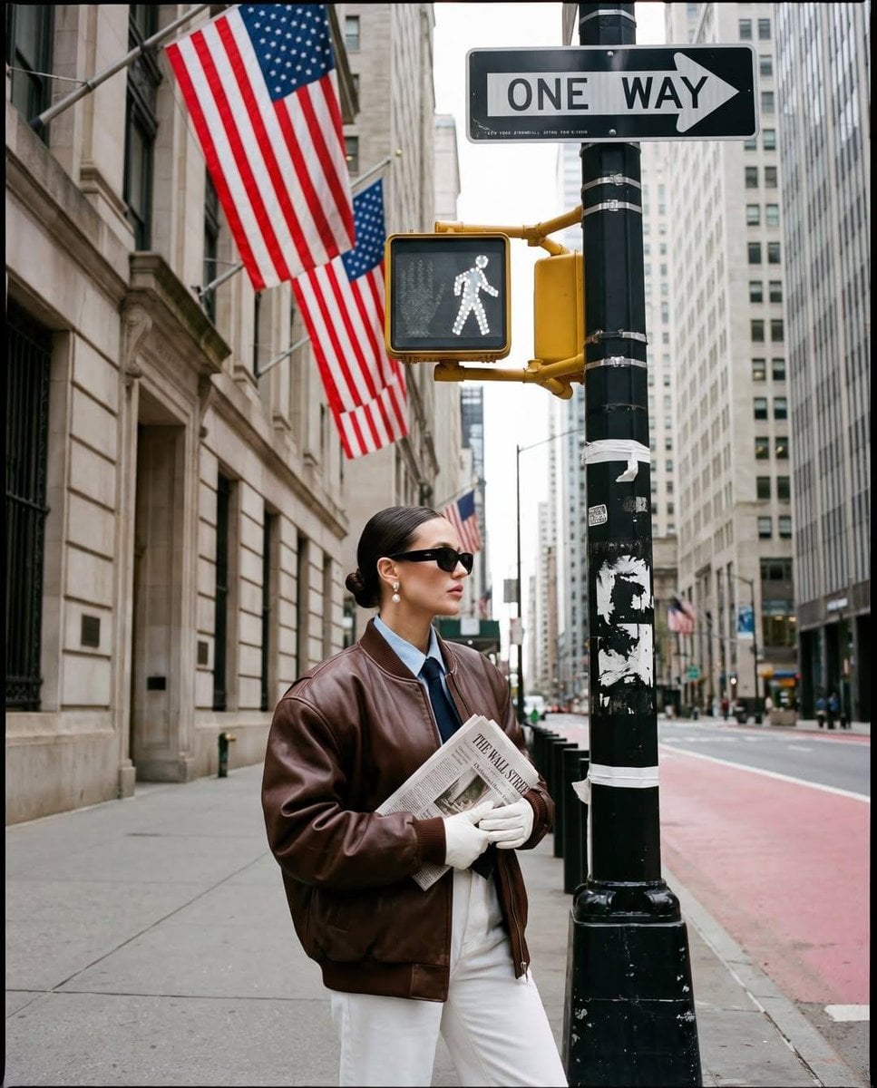 Ultra-realistic street fashion editorial photograph in New York City…