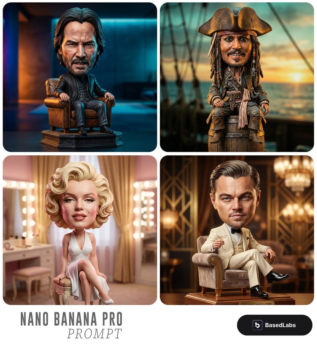 Highly detailed caricature figurine of [SUBJECT] as a cute but intens…