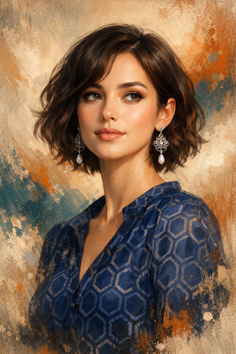A beautiful semi-realistic digital portrait of an elegant young woman…
