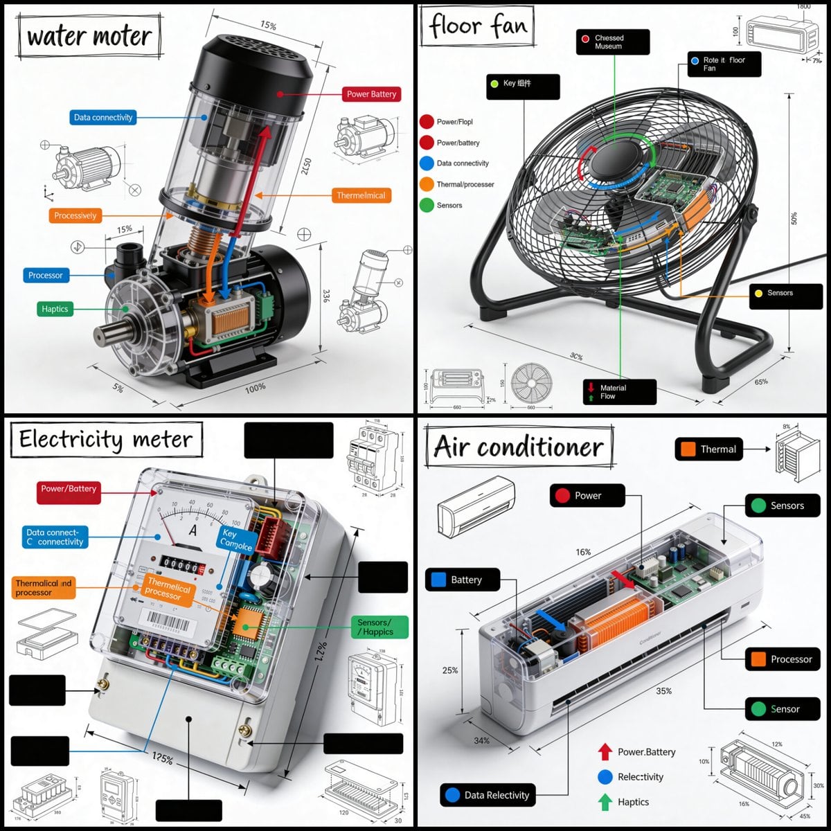 Create a technical infographic of [OBJECT] with a 45-degree isometric…