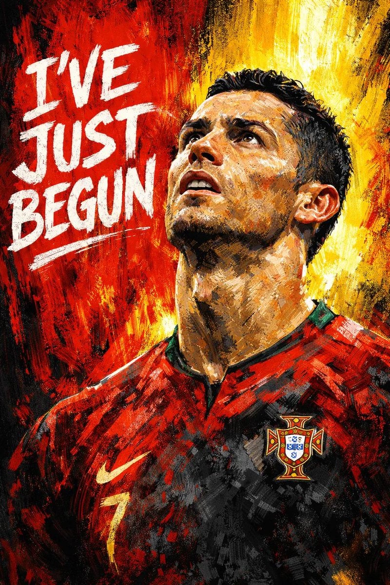 Create a dramatic, digital painting-style portrait of a male football…