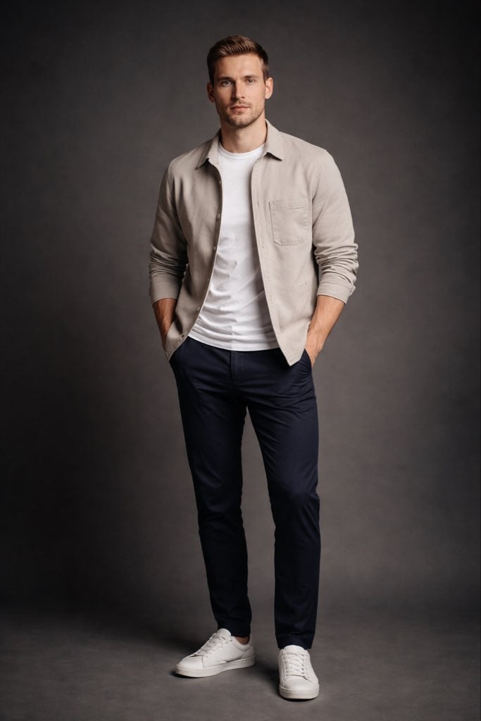 Photorealistic studio portrait of an average British man in his late 20s to early 40s, natural appearance, re…