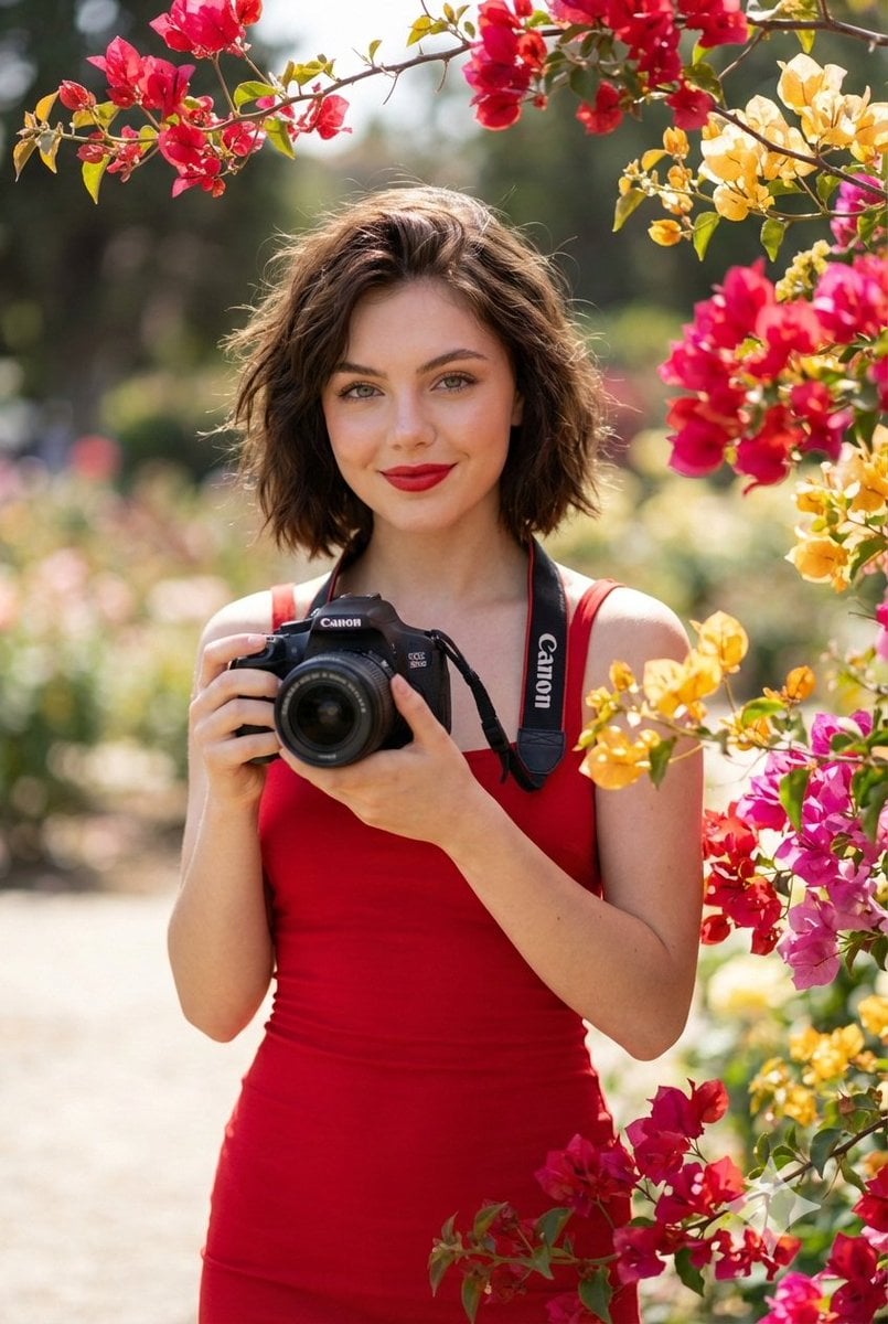 Create hyper-realistic 16k quality image of A young woman with a slightly dark messy hairstyle, fair and smoo…