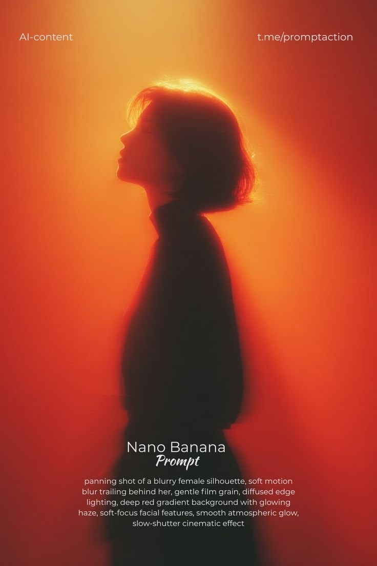 panning shot of a blurry female silhouette, soft motion blur trailing…