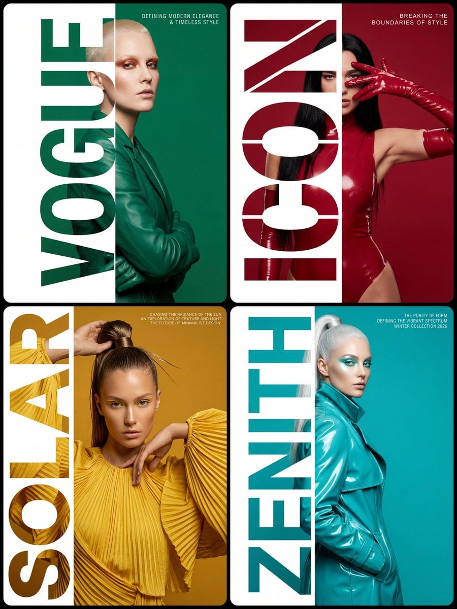 Style & Composition: High-fashion editorial typography poster with a…