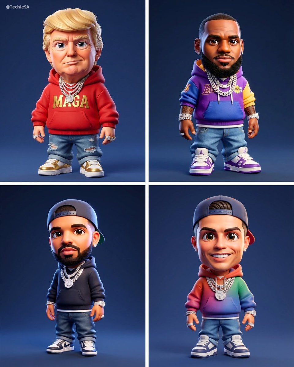 Maintaining the facial features of all creatures… chibi styled 3d, wearing rapper outfit style, babyoversized…
