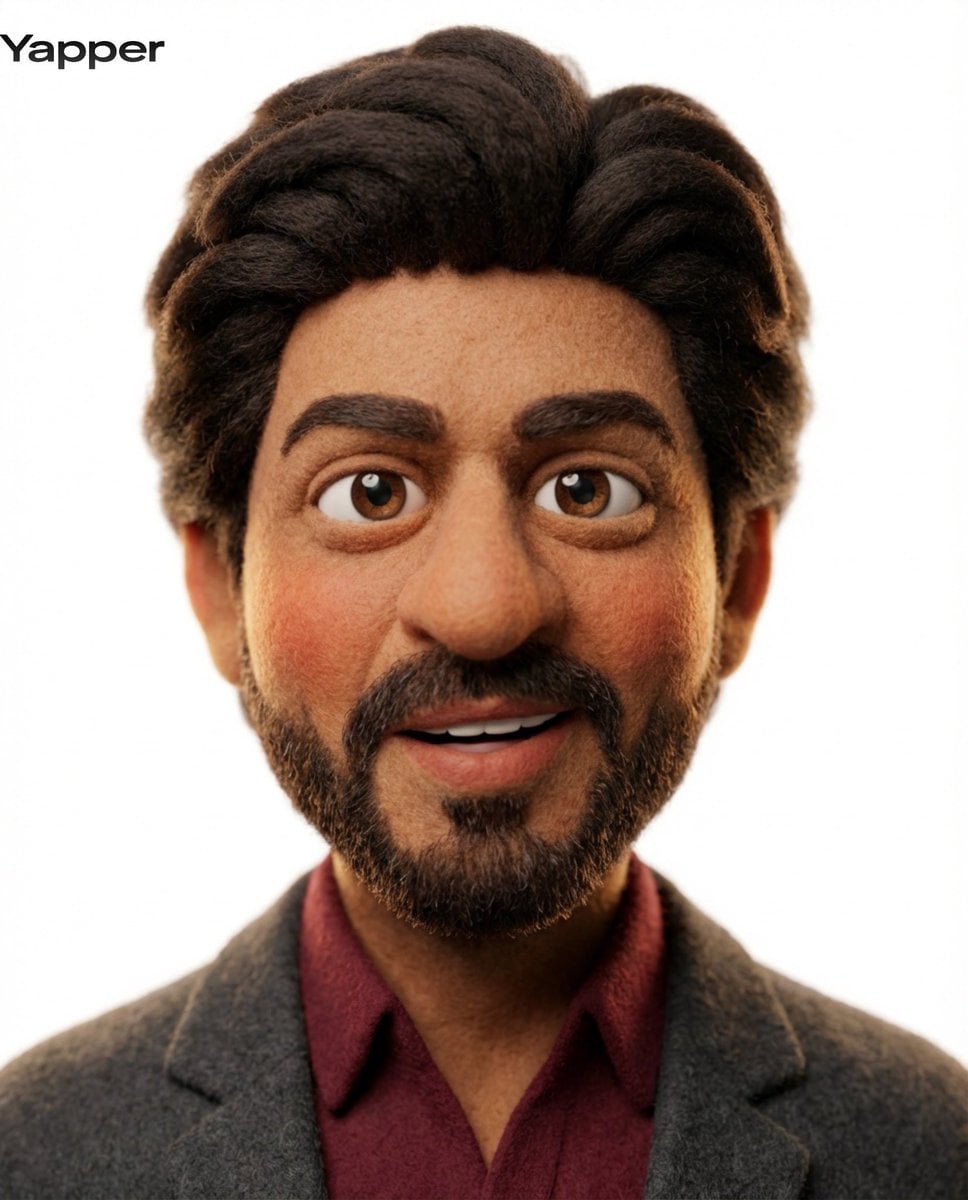 Transform the uploaded image into a stylized 3D claymation character. Soft felt / fuzzy texture skin, rounded…