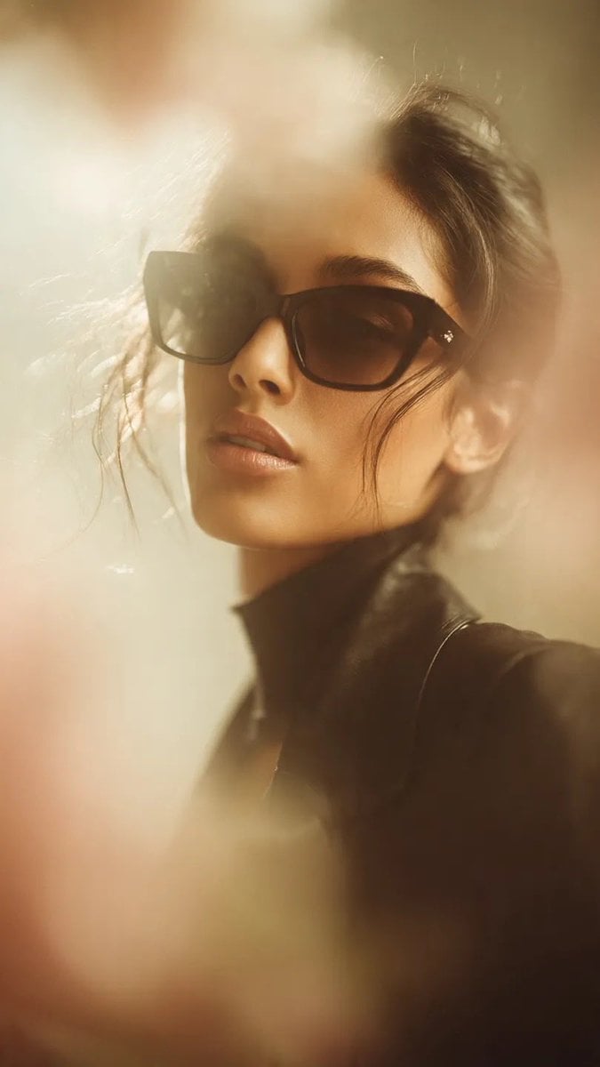 Ultra-realistic cinematic fashion portrait of a stylish woman wearing…